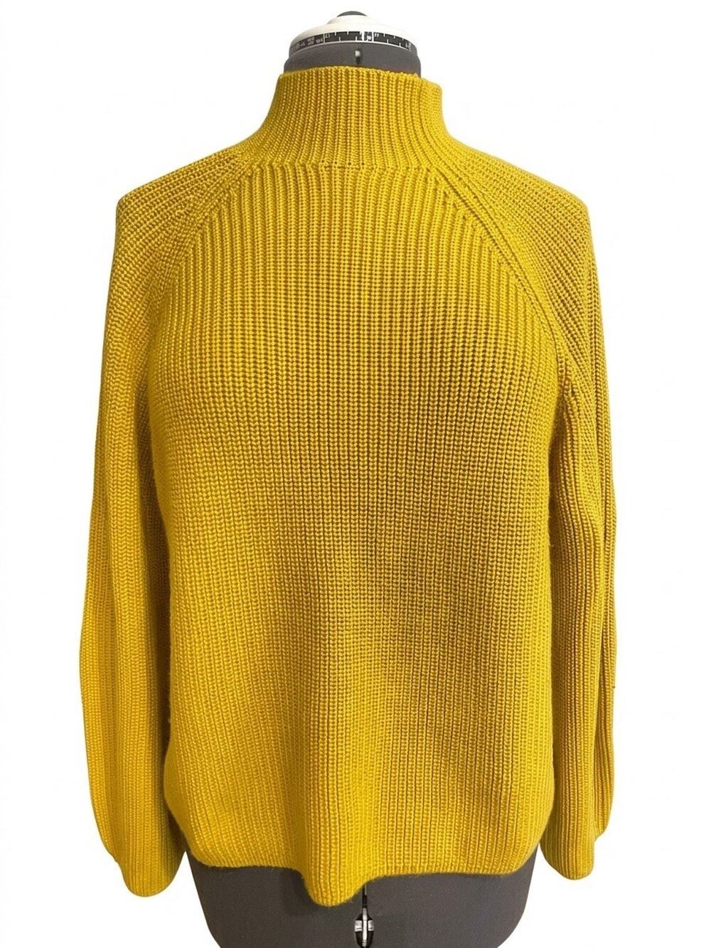 Antonio Melani Ribbed Knit Mock Neck Sweater Ladies L Large Yellow Gold Chunky